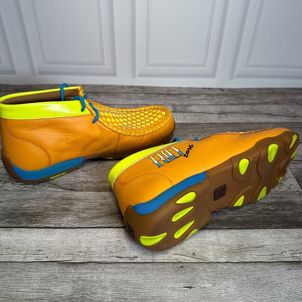 Twisted X Rio 2016 Driving Mocs Orange Neon Leather Shoes YDM0025 Mens 6M - Picture 11 of 12